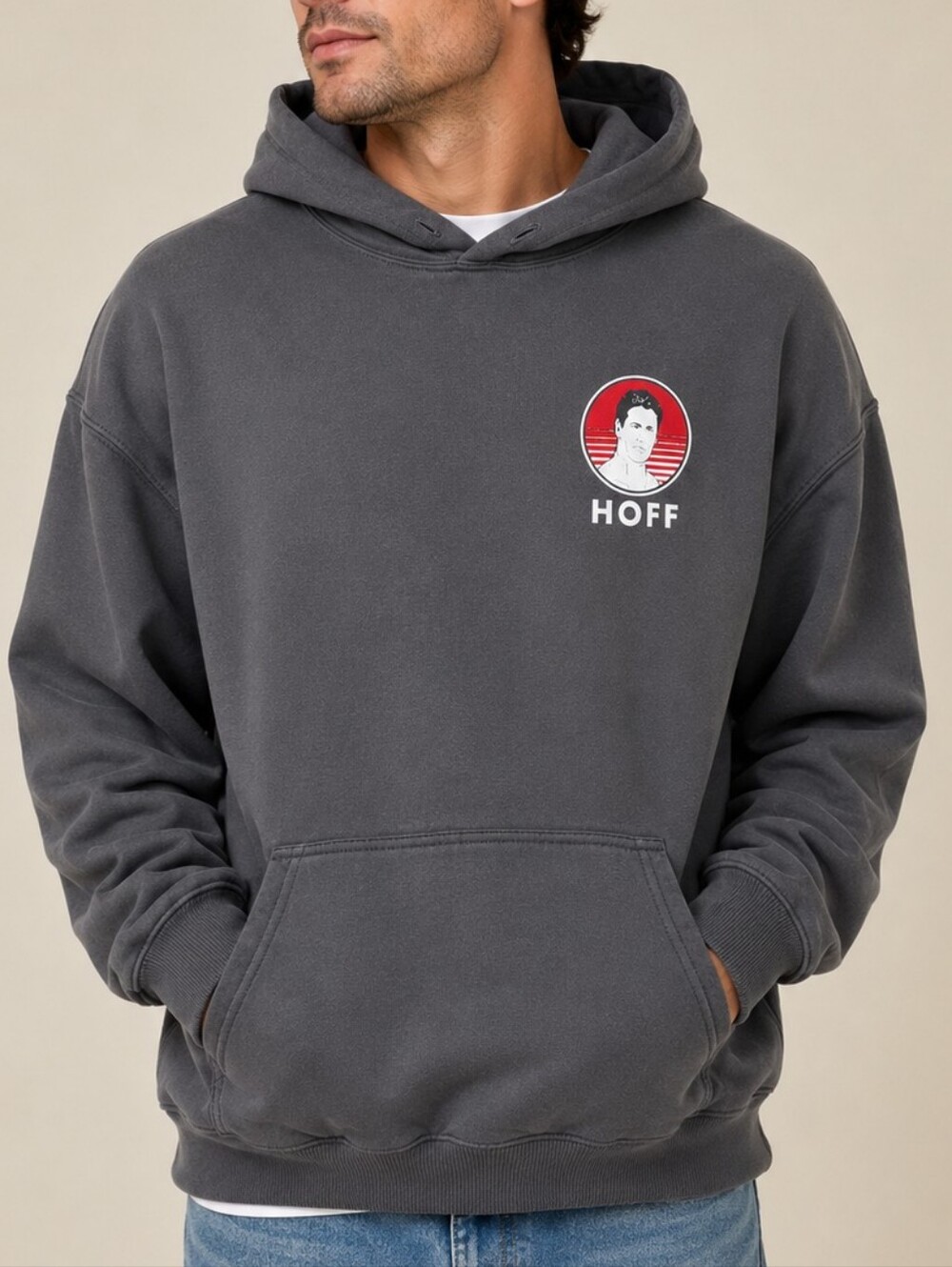 HOFF Lone Star BJJ Hoodie Gray Mens XL Pullover Graphic Streetwear MMA Oversized